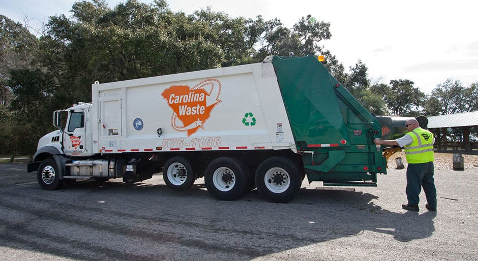 Carolina waste truck with vehicle lettering